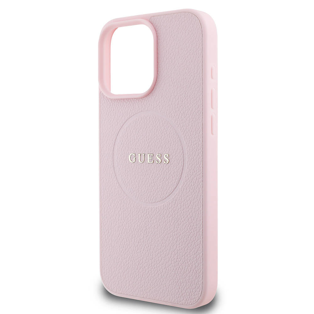 Husa de protectie Guess Grained Gold Ring MagSafe (GUHMP16LPGHSMMP) compatibil cu iPhone 16 Pro, Roz