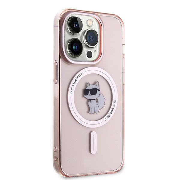 Karl Lagerfeld IML MagSafe husă roz Choupette pentru iPhone 14 Pro Max
