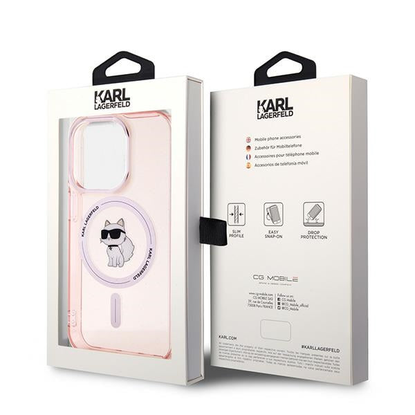 Karl Lagerfeld IML MagSafe husă roz Choupette pentru iPhone 14 Pro Max