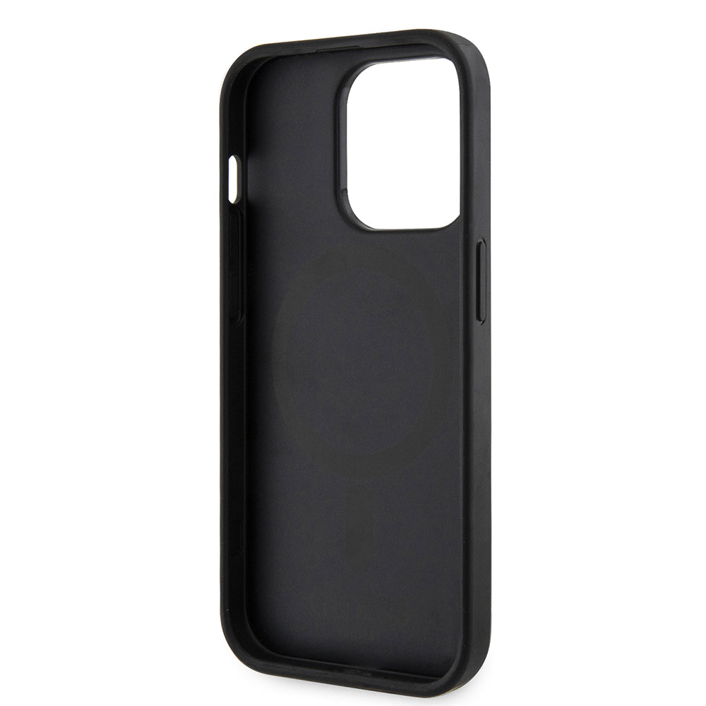 Husa de protectie Guess Hardcase 4G Printed Stripes MagSafe (GUHMP15XP4RPSK) compatibil cu iPhone 15 Pro Max, Negru