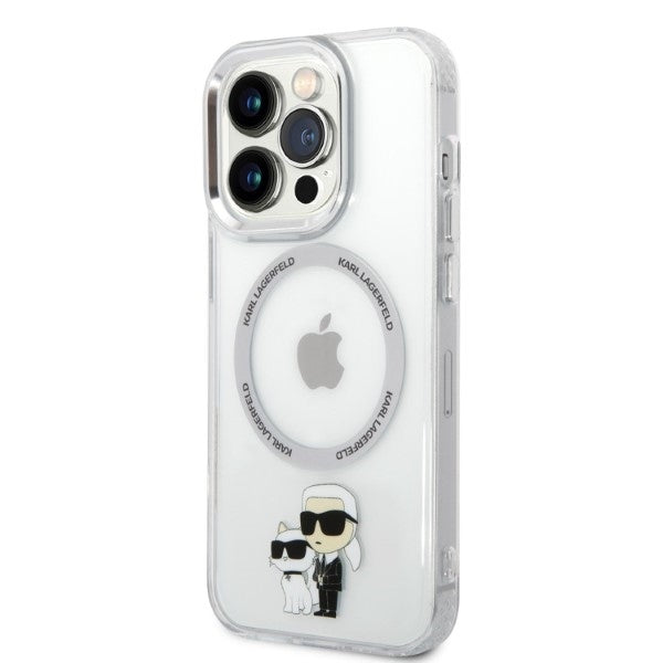 Husa de protectie Karl Lagerfeld Hardcase MagSafe (KLHMP14LHNKCIT) compatibil cu iPhone 14 Pro, Transparent Iconic Karl&Choupette