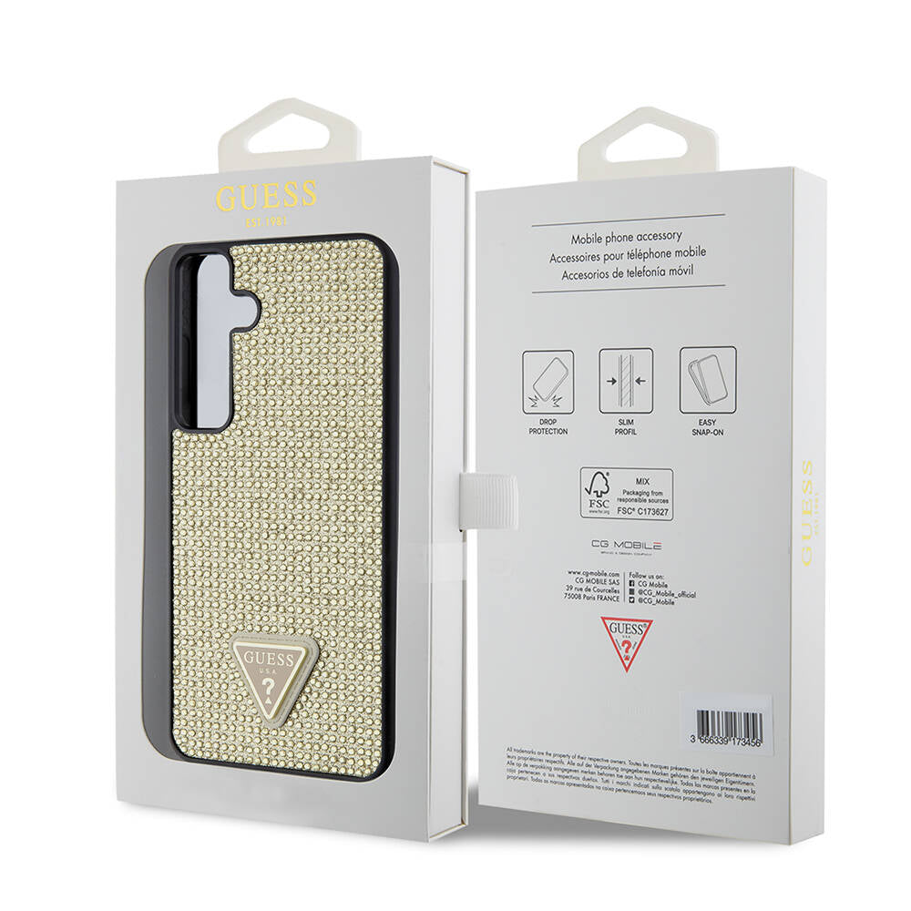 Husa de protectie Guess Rhinestone Triangle (GUHCS24MHDGPPD) compatibil cu Samsung Galaxy S24 Plus, Auriu
