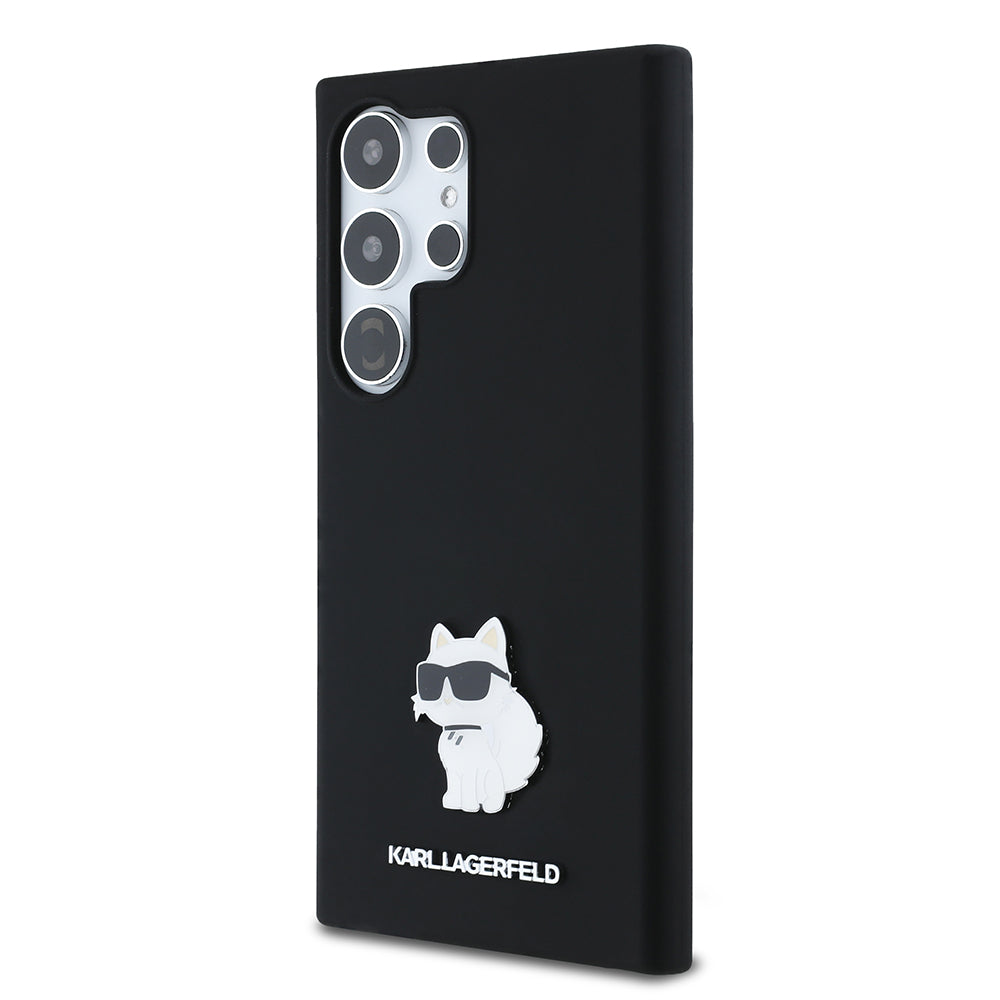 Husa de protectie Karl Lagerfeld Silicone (KLHCS24LSMHCNPK) compatibil cu Samsung Galaxy S24 Ultra, Choupette Metal Pin
