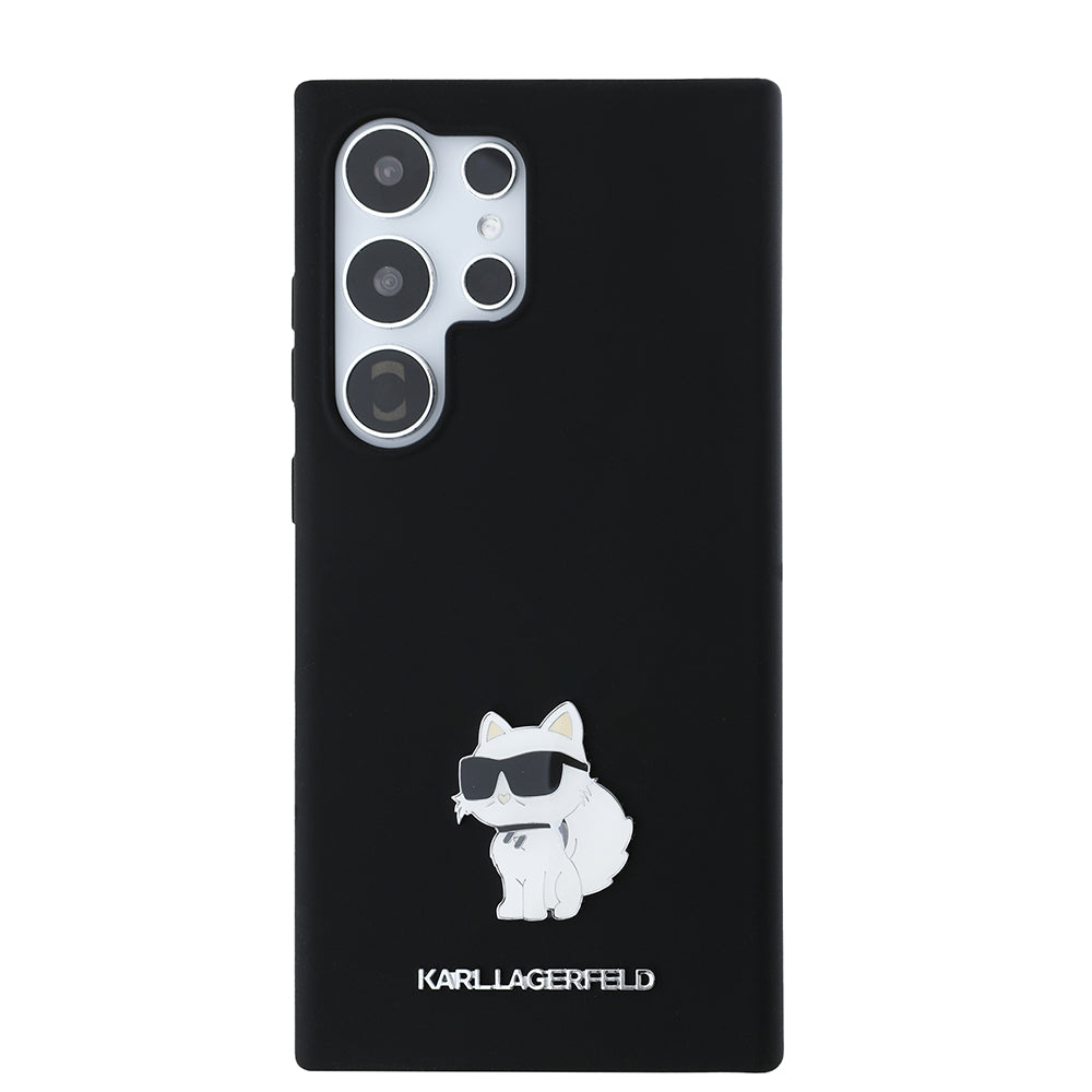 Husa de protectie Karl Lagerfeld Silicone (KLHCS24LSMHCNPK) compatibil cu Samsung Galaxy S24 Ultra, Choupette Metal Pin