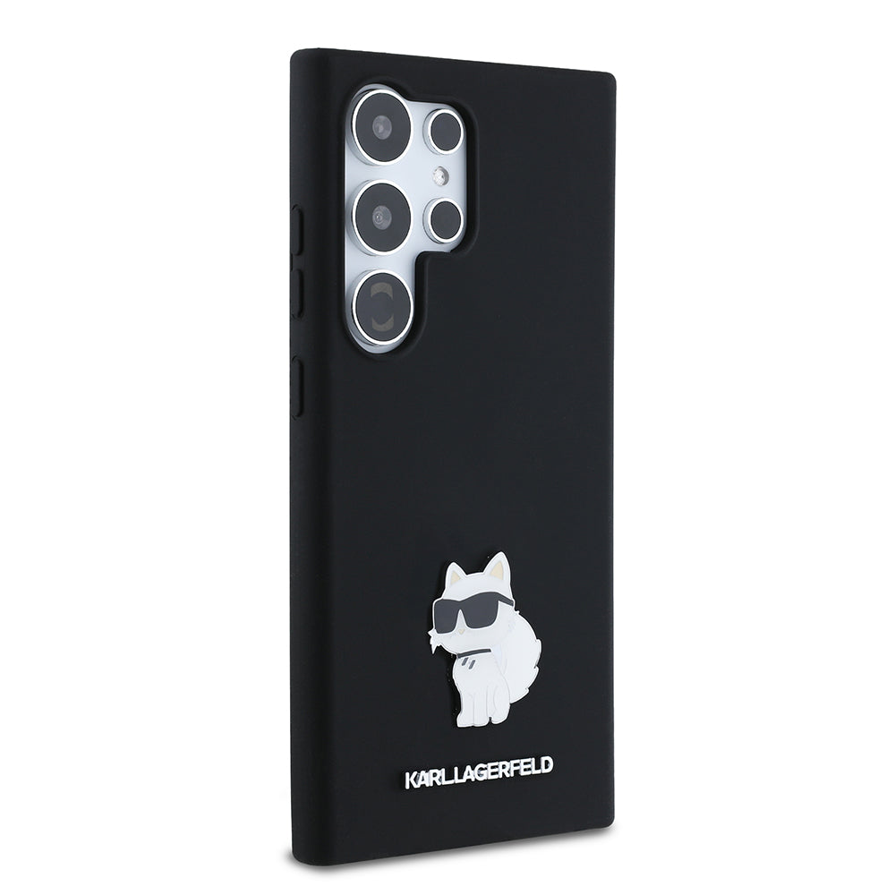 Husa de protectie Karl Lagerfeld Silicone (KLHCS24LSMHCNPK) compatibil cu Samsung Galaxy S24 Ultra, Choupette Metal Pin