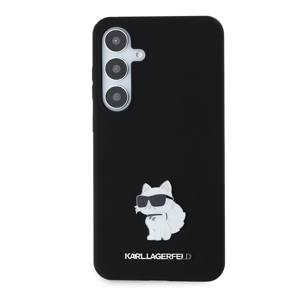 Husa de protectie Karl Lagerfeld Silicone (KLHCS24MSMHCNPK) compatibil cu Samsung Galaxy S24 Plus, Choupette Metal Pin