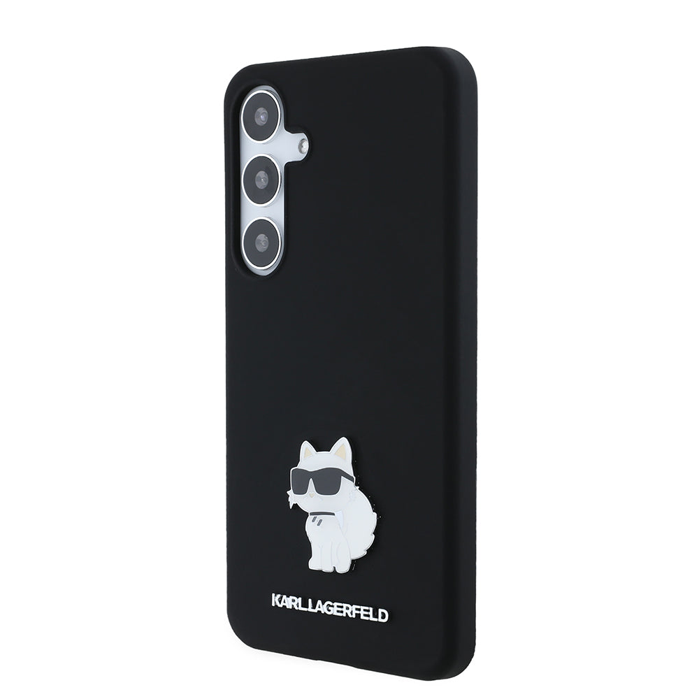 Husa de protectie Karl Lagerfeld Silicone (KLHCS24MSMHCNPK) compatibil cu Samsung Galaxy S24 Plus, Choupette Metal Pin