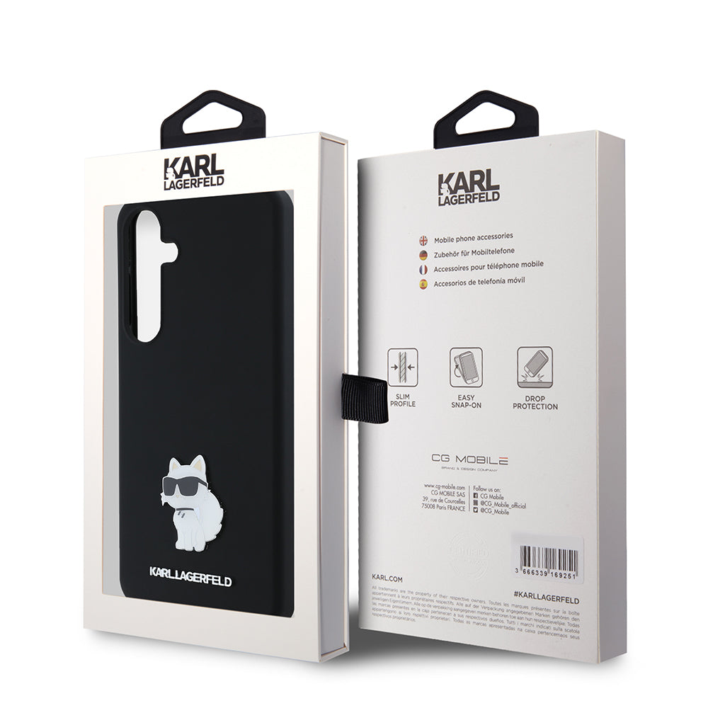 Husa de protectie Karl Lagerfeld Silicone (KLHCS24MSMHCNPK) compatibil cu Samsung Galaxy S24 Plus, Choupette Metal Pin