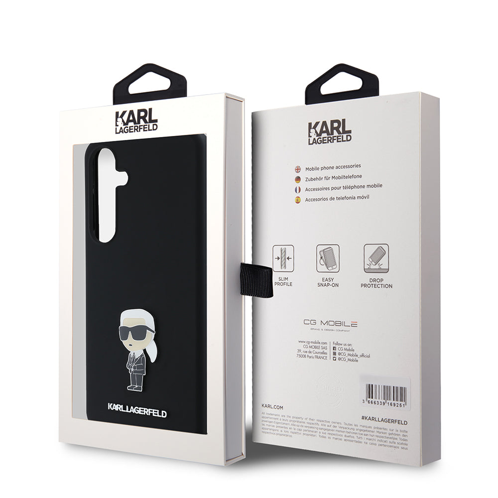 Husa de protectie Karl Lagerfeld Silicone (KLHCS24MSMHKNPK) compatibil cu Samsung Galaxy S24 Plus, Ikonik Metal Pin