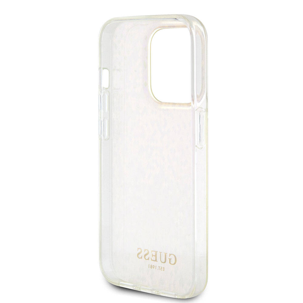 Husa de protectie Guess Hardcase IML Faceted Mirror Disco Iridescent (GUHCP15LHDECMP) compatibil cu iPhone 15 Pro, Roz
