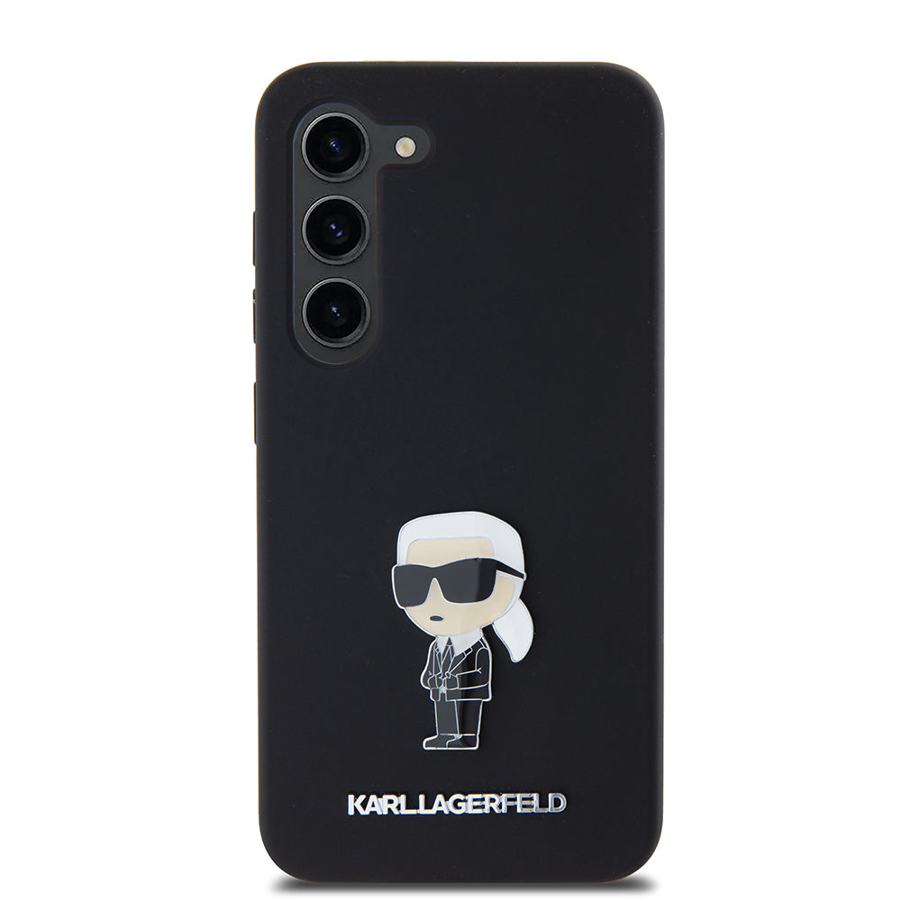 Husa de protectie Karl Lagerfeld Silicone (KLHCS23SSMHKNPK) compatibil cu Samsung Galaxy S23, Ikonik Metal Pin