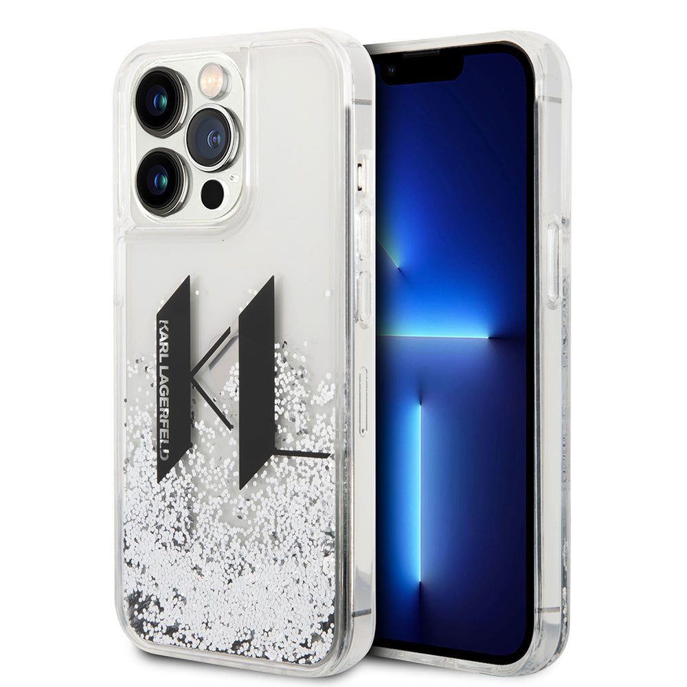 Husa de protectie Karl Lagerfeld Hardcase Liquid Glitter (KLHCP14LLBKLCS) compatibil cu iPhone 14 Pro, Big KL