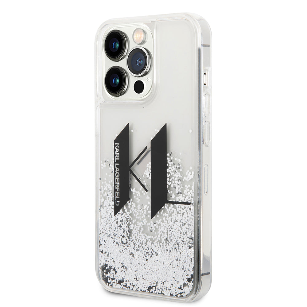 Husa de protectie Karl Lagerfeld Hardcase Liquid Glitter (KLHCP14LLBKLCS) compatibil cu iPhone 14 Pro, Big KL
