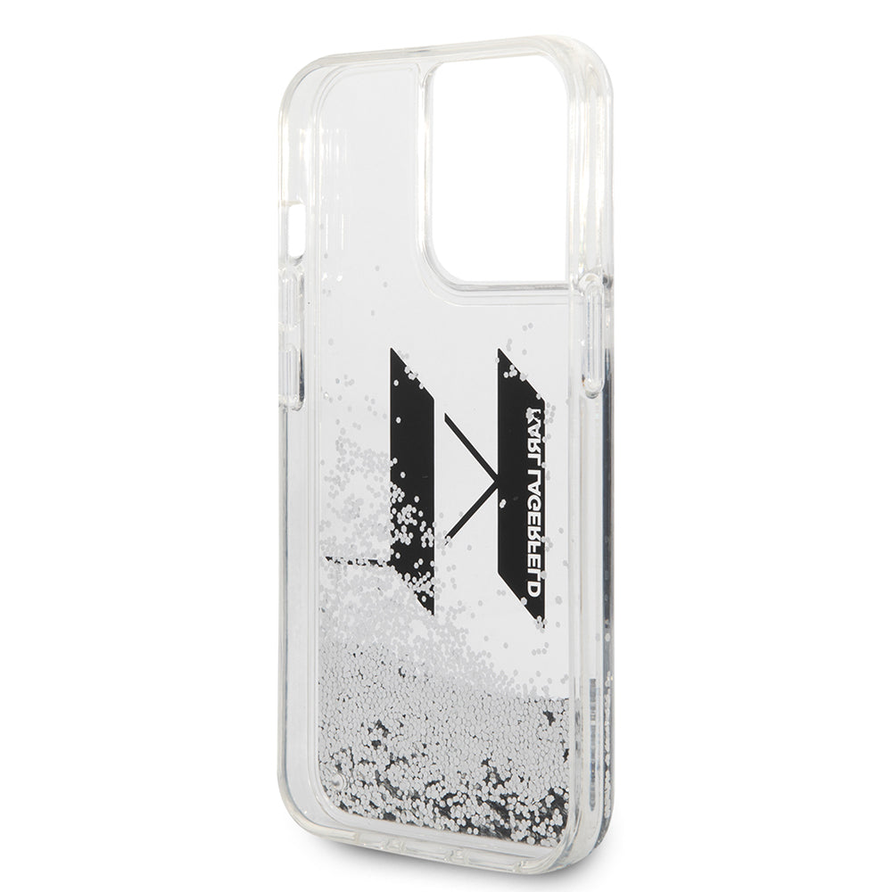 Husa de protectie Karl Lagerfeld Hardcase Liquid Glitter (KLHCP14LLBKLCS) compatibil cu iPhone 14 Pro, Big KL