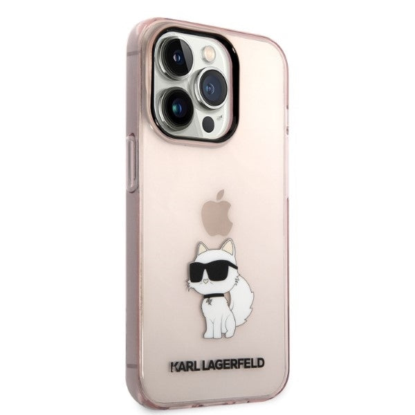 Husa de protectie Karl Lagerfeld Hardcase (KLHCP14LHNCHTCP) compatibil cu iPhone 14 Pro, Roz Ikonik Choupette