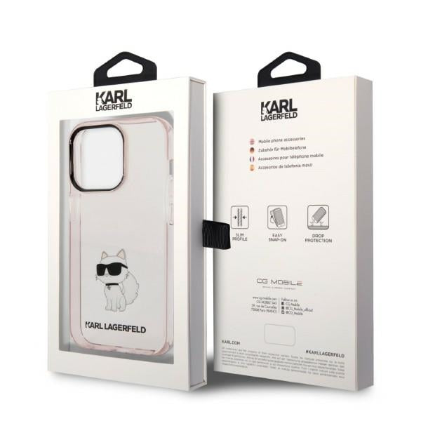 Husa de protectie Karl Lagerfeld Hardcase (KLHCP14LHNCHTCP) compatibil cu iPhone 14 Pro, Roz Ikonik Choupette