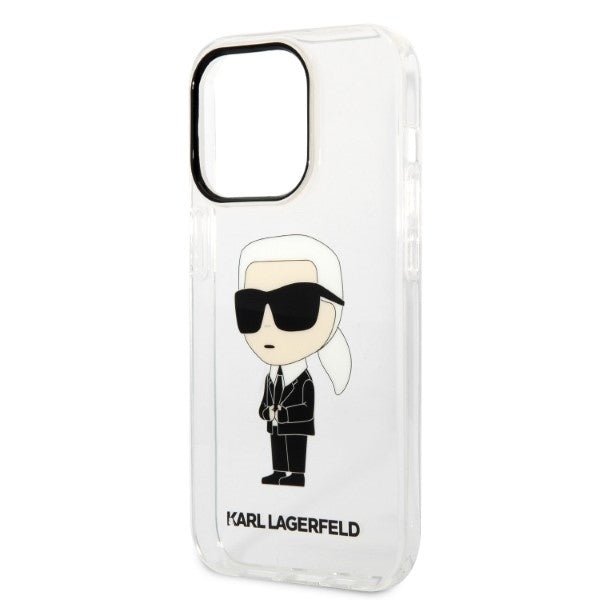 Husa de protectie Karl Lagerfeld Hardcase Transparent (KLHCP14LHNIKTCT) compatibil cu iPhone 14 Pro, Ikonik Karl Lagerfeld
