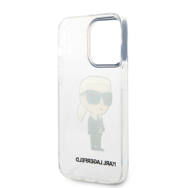 Husa de protectie Karl Lagerfeld Hardcase Transparent (KLHCP14LHNIKTCT) compatibil cu iPhone 14 Pro, Ikonik Karl Lagerfeld