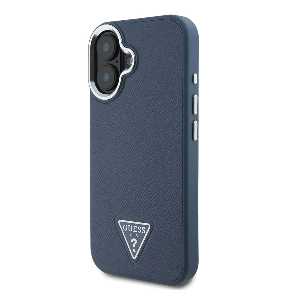 Husa de protectie Guess Grained Triangle MagSafe (GUHMP16SPGTSPSK) compatibil cu iPhone 16, Negru