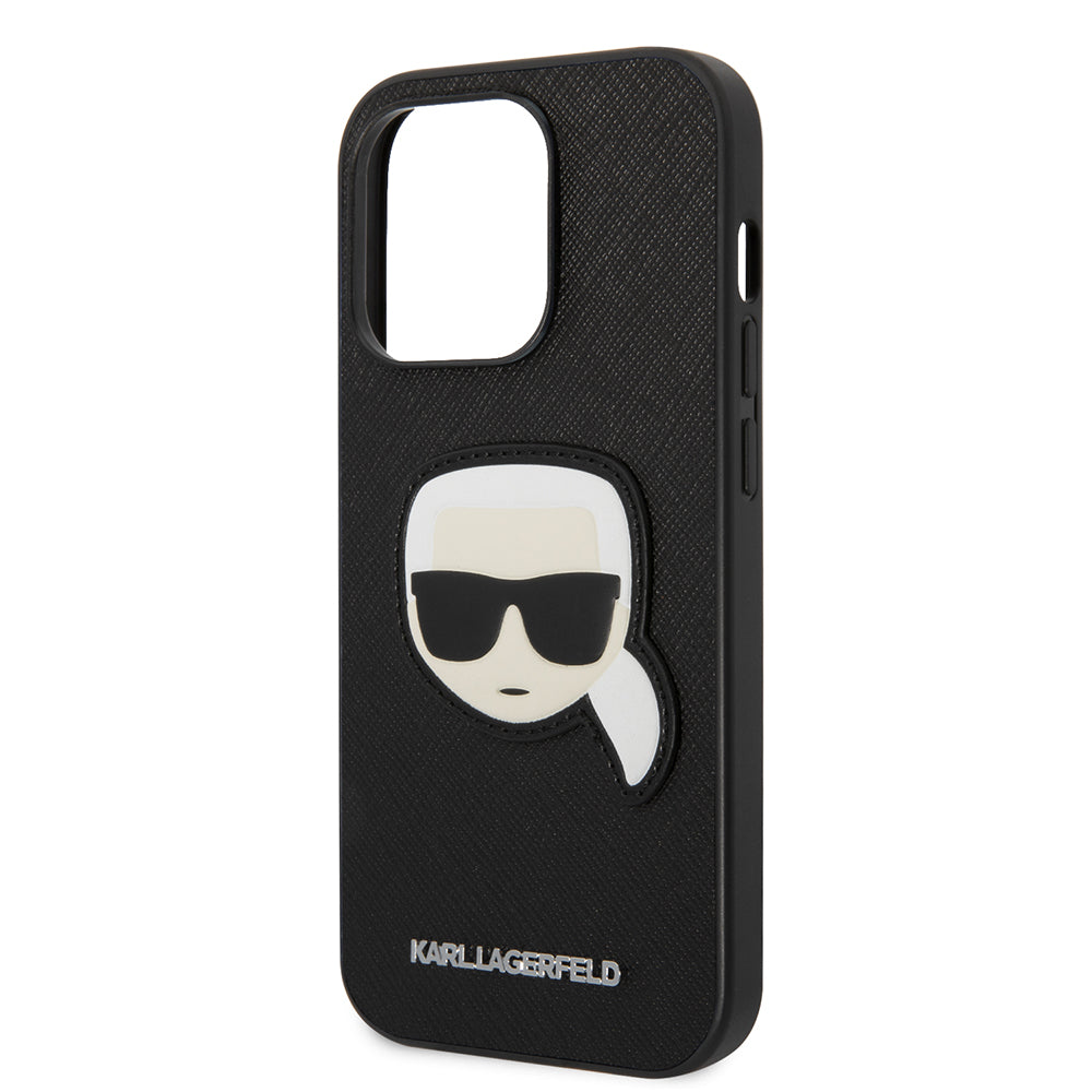 Husa de protectie Karl Lagerfeld Saffiano (KLHCP14LSAPKHK) compatibil cu iPhone 14 Pro, Karl`s Head