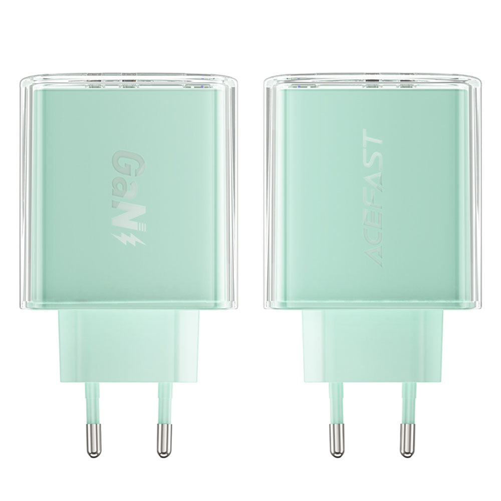 Incarcator Acefast Exploration Series (A45), 2 x USB-C, USB, GaN, PD65W, Fast Charging, Mountain Mist