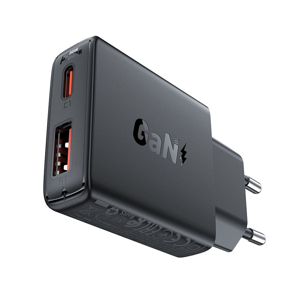 Incarcator Acefast (A69), Type-C / USB, PD30W, GaN, Negru