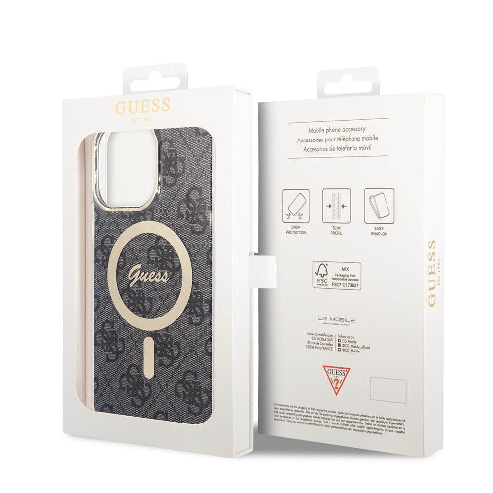 Husa de protectie Guess IML 4G MagSafe (GUHMP16SH4STK) compatibil cu iPhone 16, Negru
