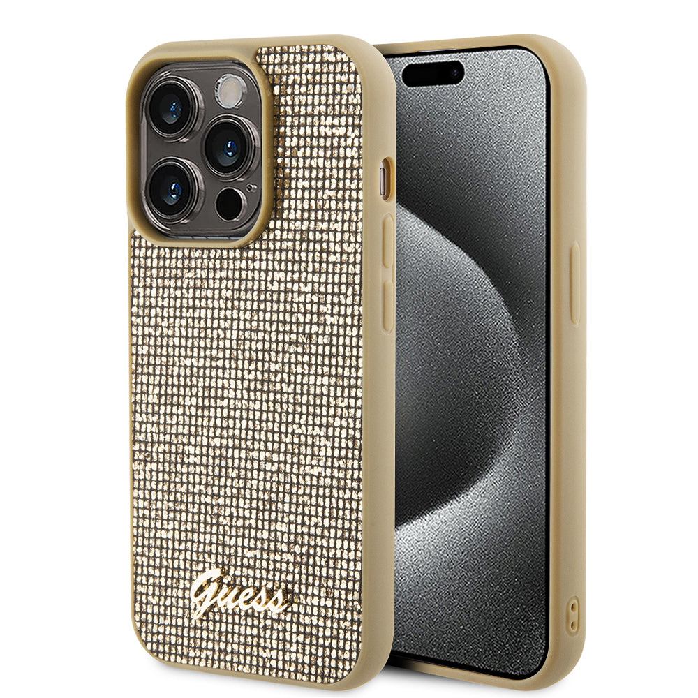 Husa de protectie Guess Disco Metal Script (GUHCP15XPMSDGSD) compatibil cu iPhone 15 Pro Max, Auriu
