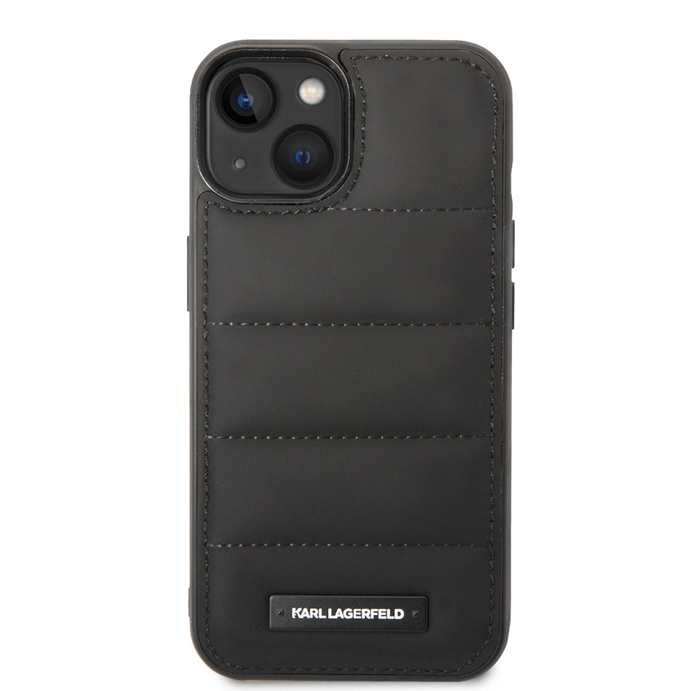 Husa de protectie Karl Lagerfeld Hardcase Leather Puffy (KLHCP14MPSQAK) compatibil cu iPhone 14 Plus, Elongated Logo