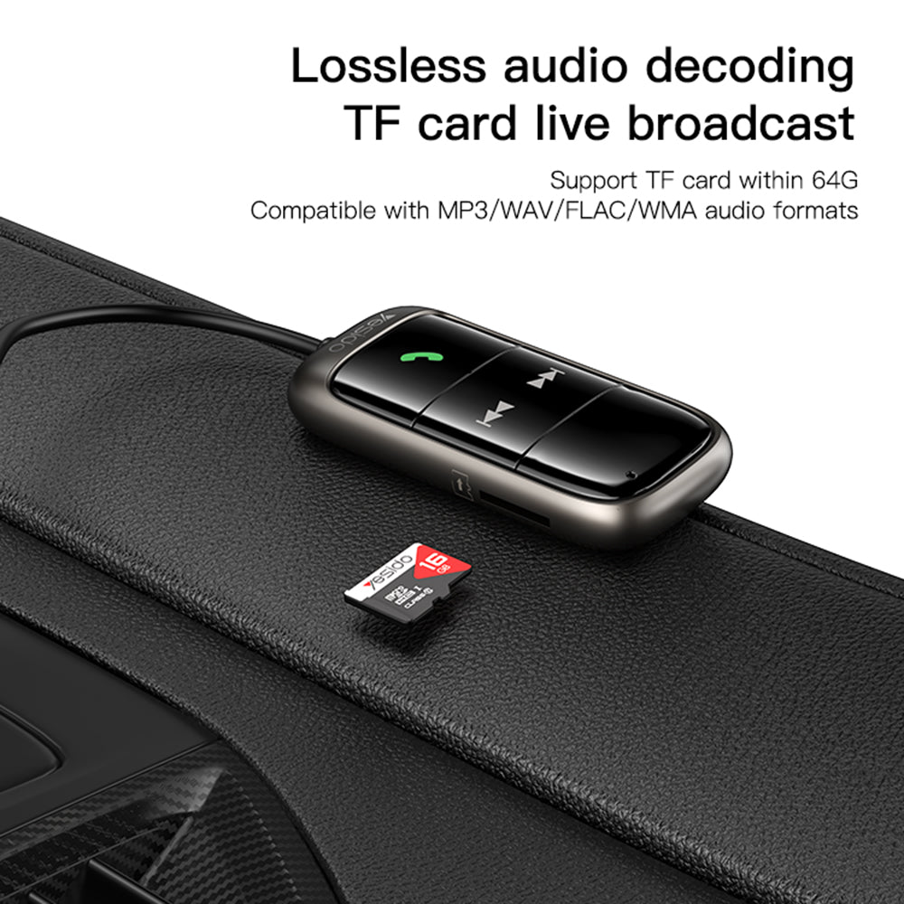 Gadget Yesido FM Modulator Bluetooth Car Receiver (YAU32), LED Display, TF Card, Negru