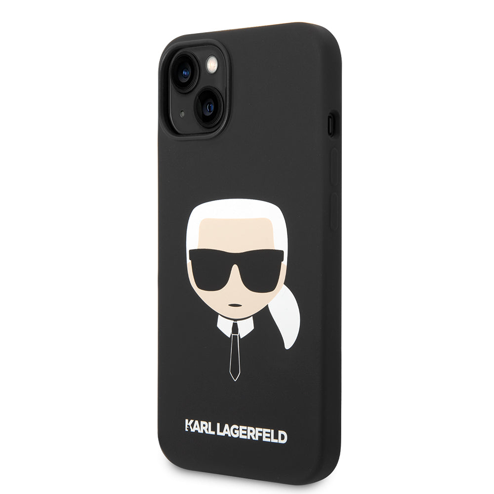 Husa de protectie Karl Lagerfeld Silicone (KLHCP14MSLKHBK) compatibil cu iPhone 14 Plus, Karl`s Head