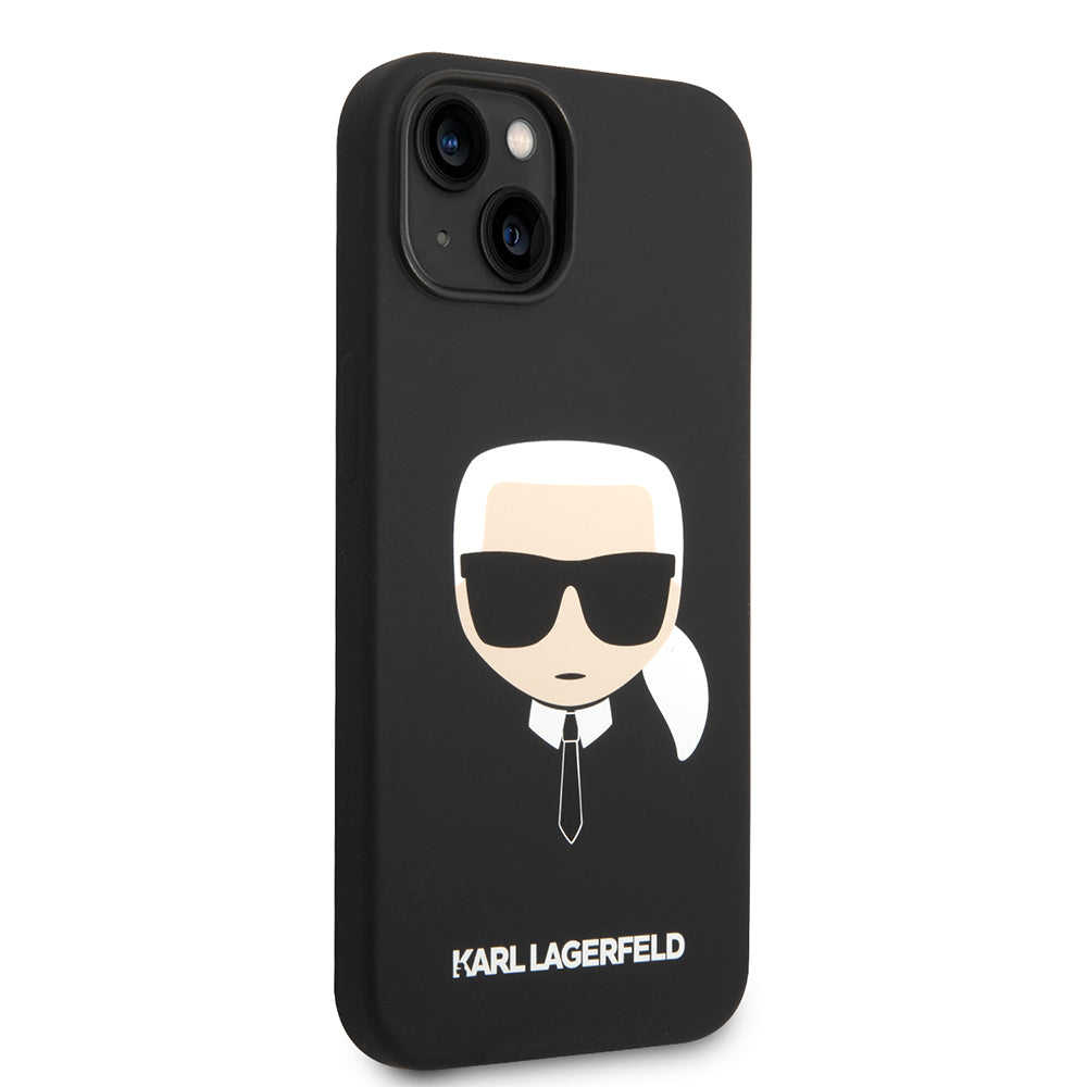 Husa de protectie Karl Lagerfeld Silicone (KLHCP14MSLKHBK) compatibil cu iPhone 14 Plus, Karl`s Head