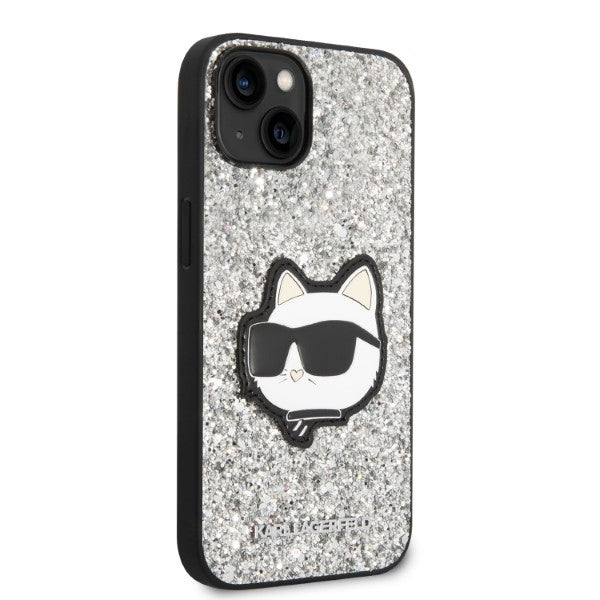Husa de protectie Karl Lagerfeld Hardcase Glitter (KLHCP14MG2CPS) compatibil cu iPhone 14 Plus, Argintiu Choupette Patch