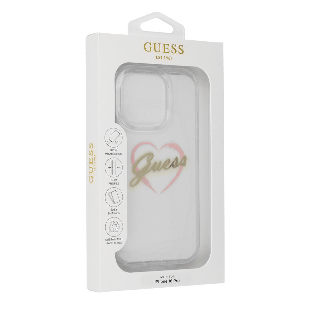 Husa de protectie Guess Hardcase IML Heart (GUHCP16XHCHGSPT) compatibil cu iPhone 16 Pro Max, Transparent