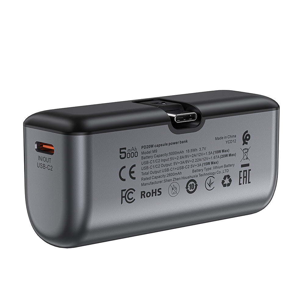 Baterie externa Acefast M9-5000, 5000mAh, 2x Type-C, PD20W, Negru