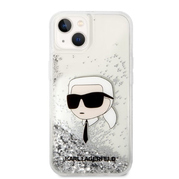 Husa de protectie Karl Lagerfeld Hardcase Glitter (KLHCP14MLNKHCH) compatibil cu iPhone 14 Plus, Argintiu Karl Head