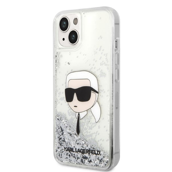 Husa de protectie Karl Lagerfeld Hardcase Glitter (KLHCP14MLNKHCH) compatibil cu iPhone 14 Plus, Argintiu Karl Head