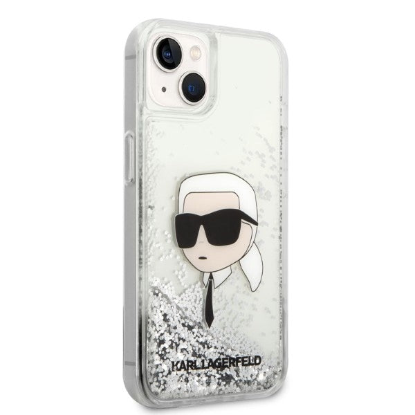 Husa de protectie Karl Lagerfeld Hardcase Glitter (KLHCP14MLNKHCH) compatibil cu iPhone 14 Plus, Argintiu Karl Head
