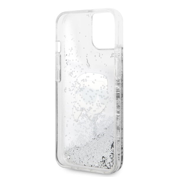 Husa de protectie Karl Lagerfeld Hardcase Glitter (KLHCP14MLNKHCH) compatibil cu iPhone 14 Plus, Argintiu Karl Head