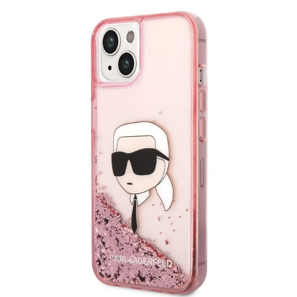 Husa de protectie Karl Lagerfeld Hardcase Glitter (KLHCP14MLNKHCP) compatibil cu iPhone 14 Plus, Roz Karl Head