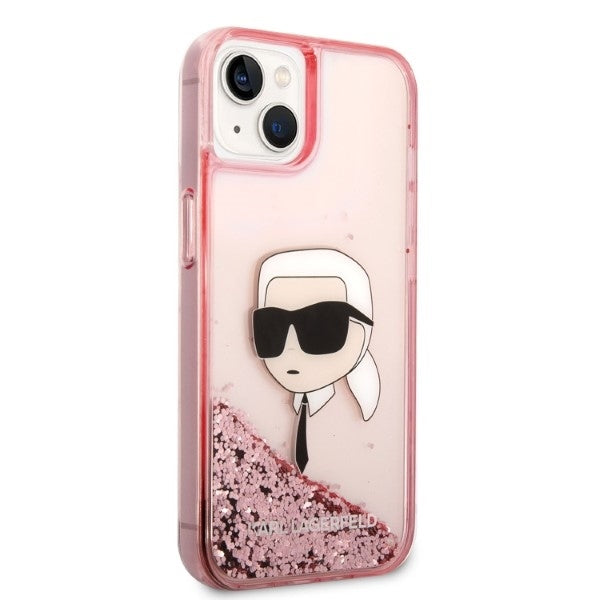 Husa de protectie Karl Lagerfeld Hardcase Glitter (KLHCP14MLNKHCP) compatibil cu iPhone 14 Plus, Roz Karl Head