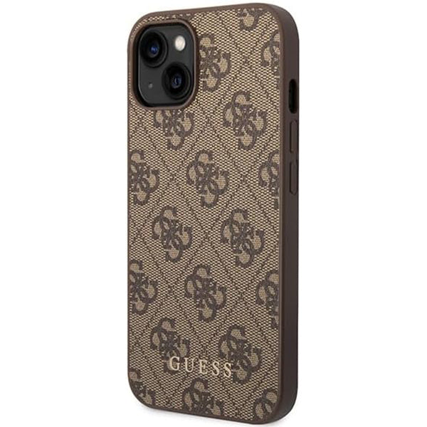 Husa de protectie Guess Hardcase 4G Metal Gold Logo (GUHCP15MG4GFBR) compatibil cu iPhone 15 Plus, Maro