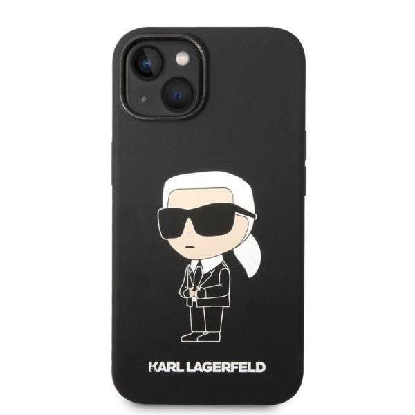 Husa de protectie Karl Lagerfeld Silicone (KLHCP14MSNIKBCK) compatibil cu iPhone 14 Plus, Negru Ikonik