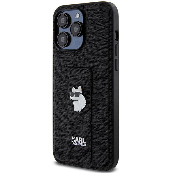 Husa de protectie Karl Lagerfeld Saffiano Gripstand (KLHCP14XGSACHPK) compatibil cu iPhone 14 Pro Max, Choupette