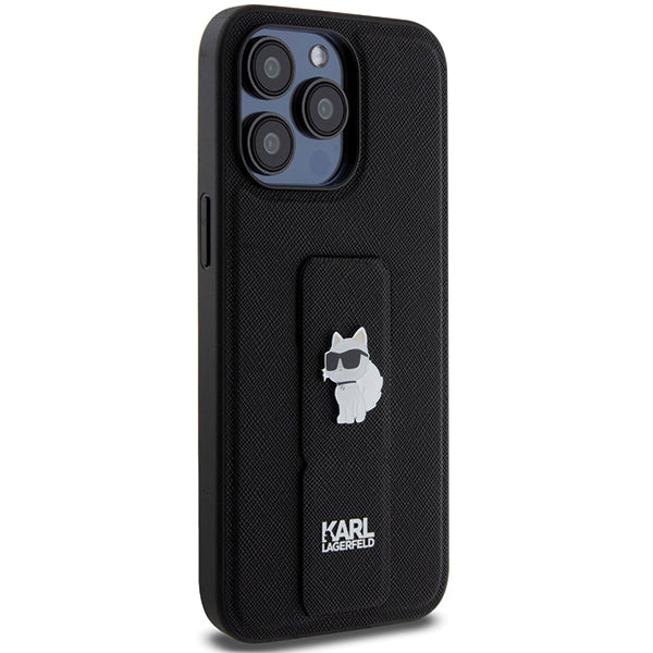 Husa de protectie Karl Lagerfeld Saffiano Gripstand (KLHCP14XGSACHPK) compatibil cu iPhone 14 Pro Max, Choupette