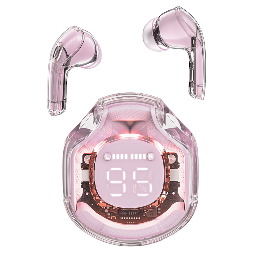 Casti Acefast (T8), USB-C, IPX4, Bluetooth 5.3, AI Call Noise Reduction, Digital Display, 480mAh, Lotus Pink