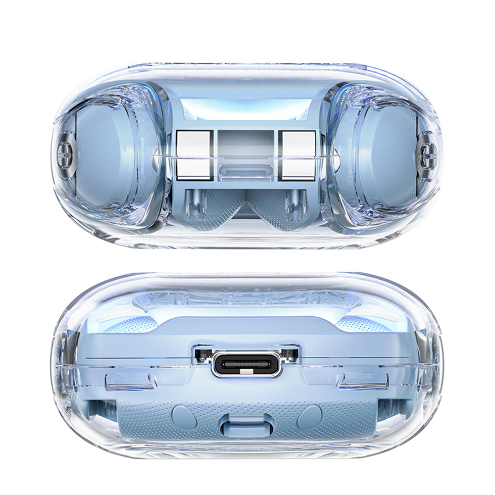 Casti Acefast (T8), USB-C, IPX4, Bluetooth 5.3, AI Call Noise Reduction, Digital Display, 480mAh, Albastru Gheata