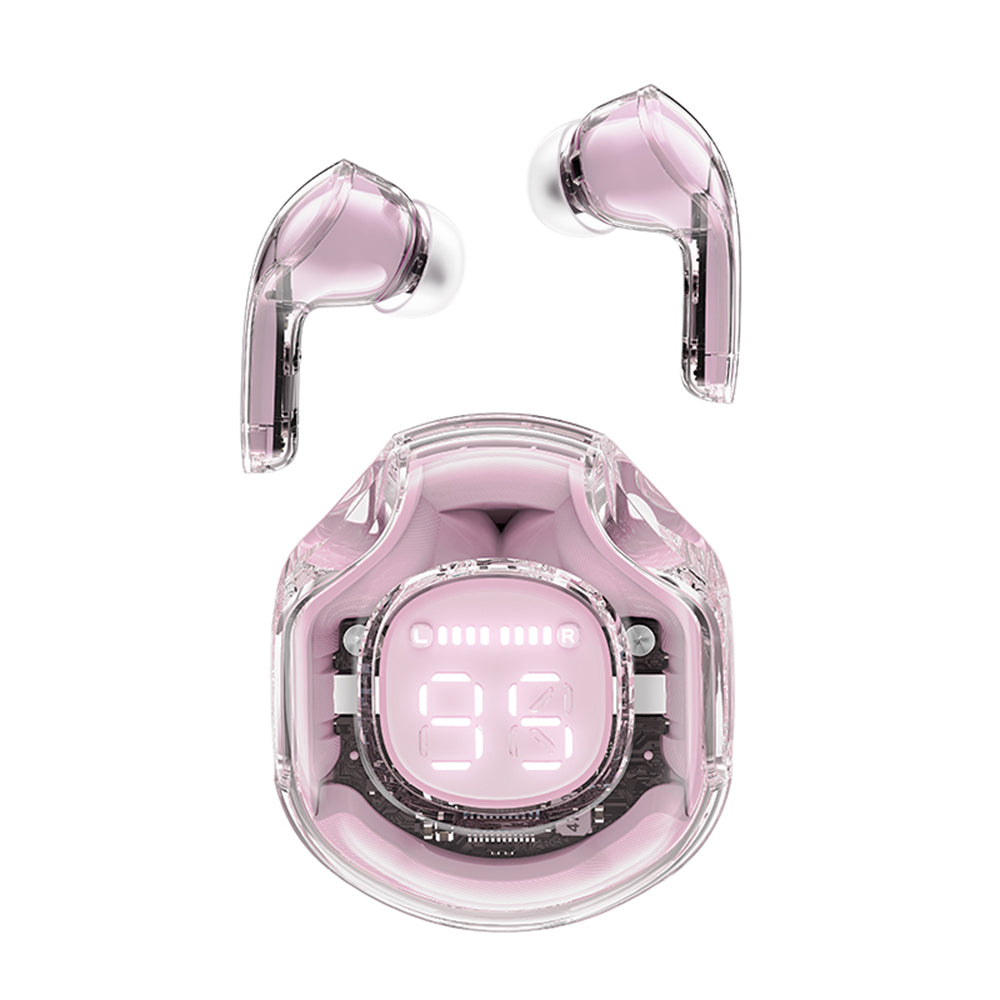 Casti Acefast (T8), USB-C, IPX4, Bluetooth 5.3, AI Call Noise Reduction, Digital Display, 480mAh, Lotus Pink