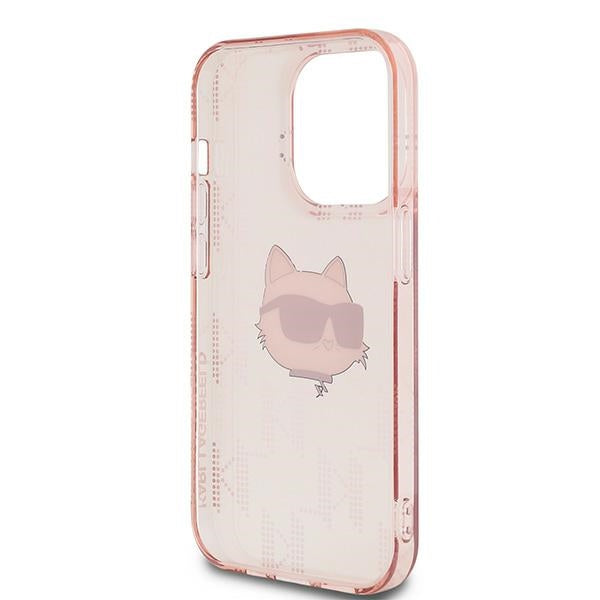 Husa de protectie Karl Lagerfeld IML Luxury (KLHCP14XHKLPCHP) compatibil cu iPhone 14 Pro Max, Roz Choupette Head&Monogram