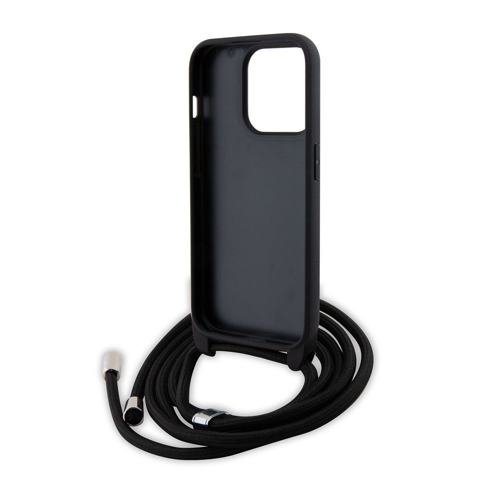 Husa de protectie Karl Lagerfeld Saffiano Crossbody (KLHCP15LSASKNPSK) compatibil cu iPhone 15 Pro, Monogram Metal Pin Karl